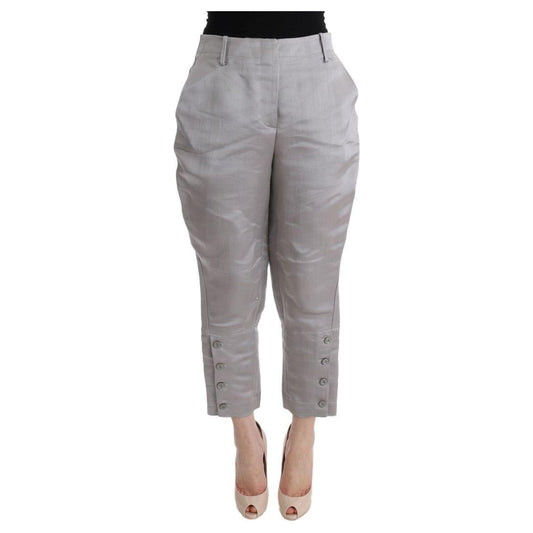 Ermanno Scervino Chic Gray Cropped Silk Pants Ermanno Scervino