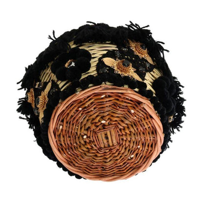 Dolce & Gabbana Beige Straw Snakeskin Pom Pom Crystal AGNESE Bag Dolce & Gabbana