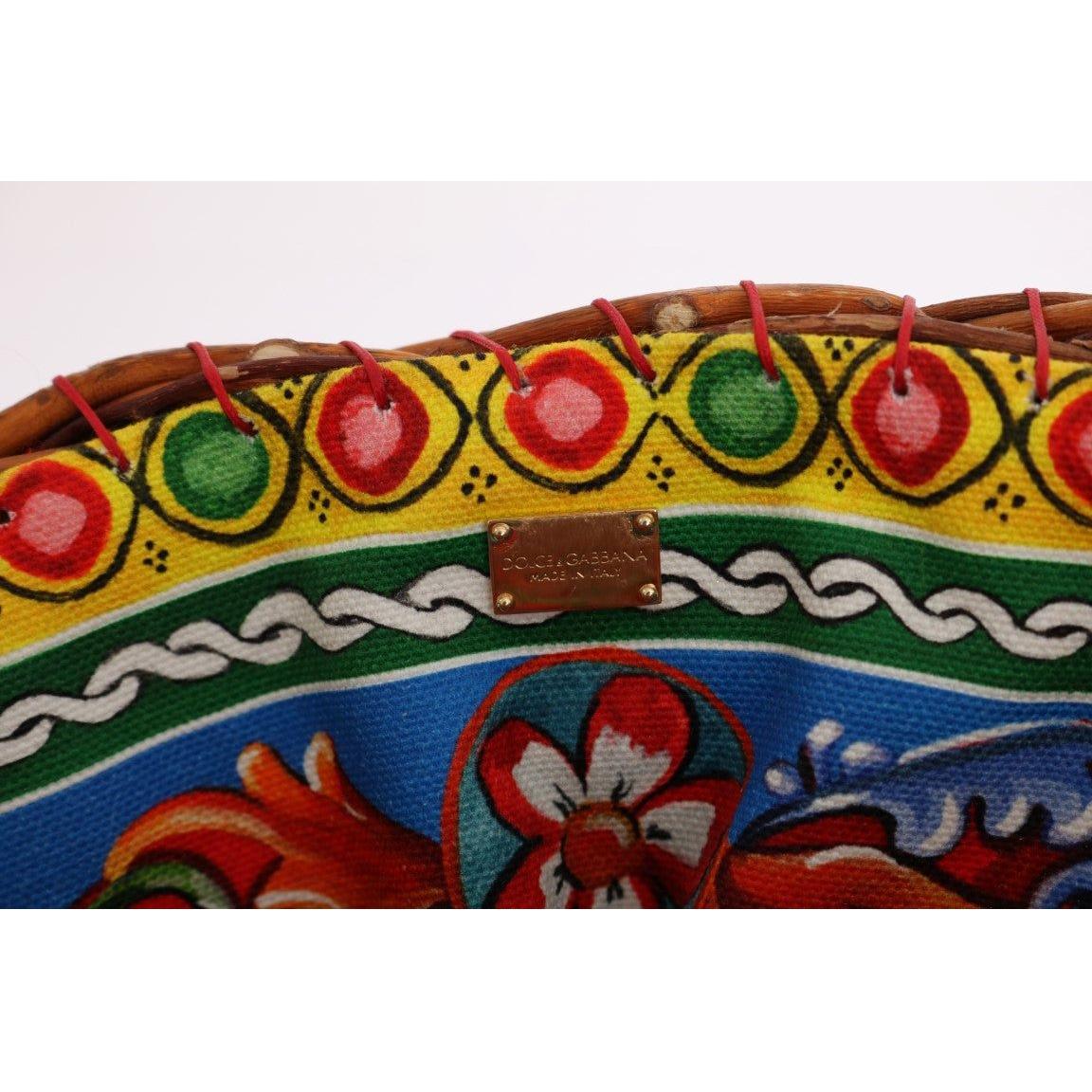 Dolce & Gabbana Multicolor AGNESE Straw Crystal Pom Pom Bag Dolce & Gabbana