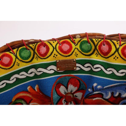 Dolce & Gabbana Multicolor AGNESE Straw Crystal Pom Pom Bag Dolce & Gabbana