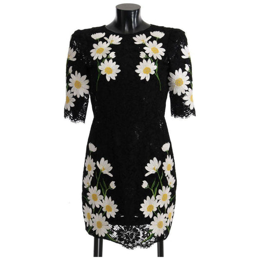 Dolce & Gabbana Black Floral Lace Chamomile Sicily Dress Dolce & Gabbana