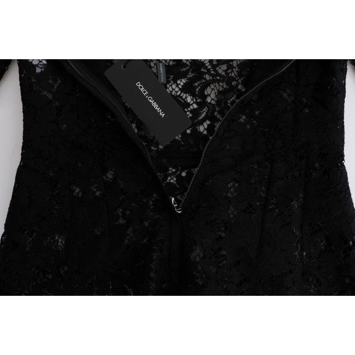 Dolce & Gabbana Black Floral Lace Chamomile Embroidered Dress Dolce & Gabbana