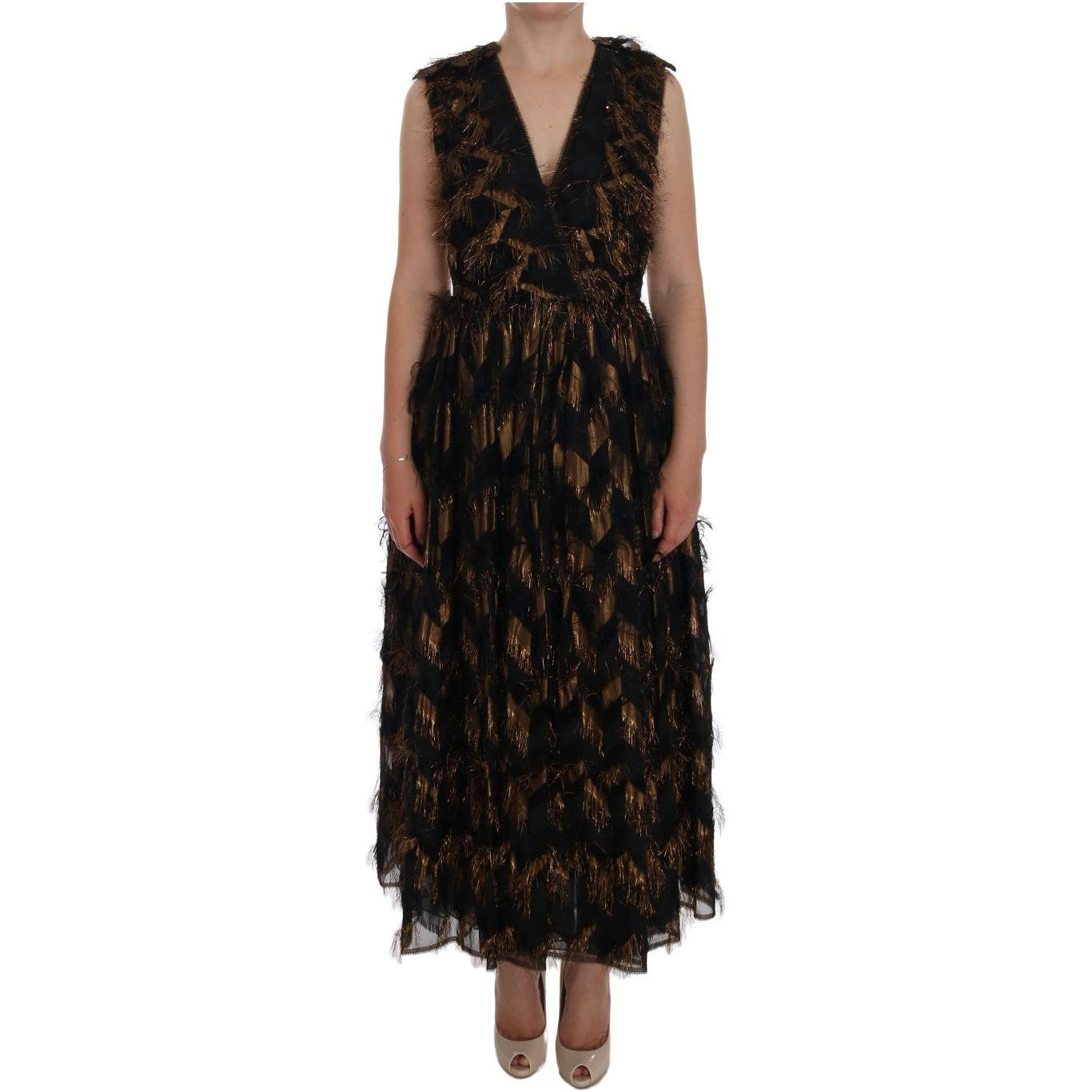 优雅 A 字形全长无袖连衣裙