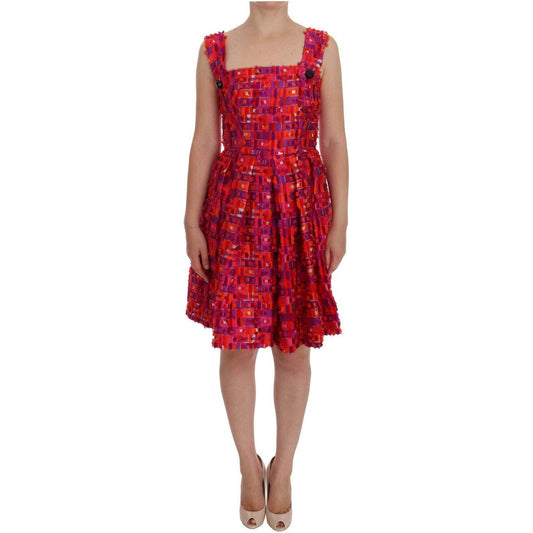 Dolce & Gabbana Pink Patterned A-line Above Knees Dress 1728,28% Silk,67345645728,Clothing,Dolce & Gabbana,Dresses - Clothing,Dresses - Women - Clothing,IT40|S,Material: 72% Polyester,Midi - Dresses - Clothing,New with tags,Pattern - Dresses - Clothing,Pi