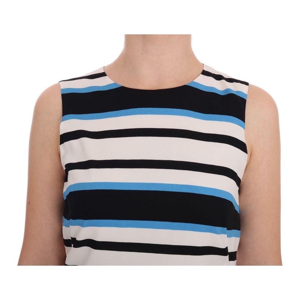 Dolce & Gabbana Elegant Sleeveless Striped Silk Shift Dress Dolce & Gabbana