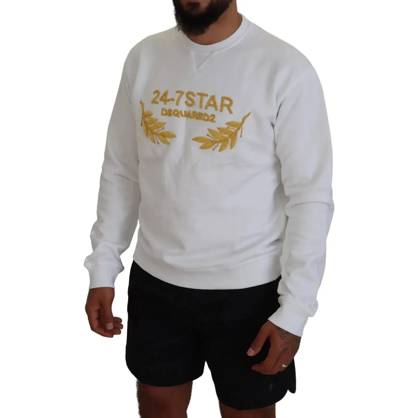 Dsquared² White Embroidered Crewneck Sweatshirt Sweater Dsquared²