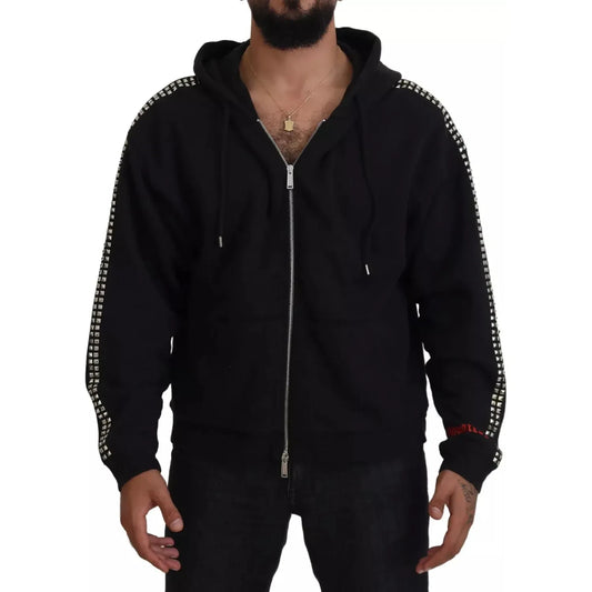 Dsquared² Black Embellished Full Zip Hooded Sweater Dsquared²