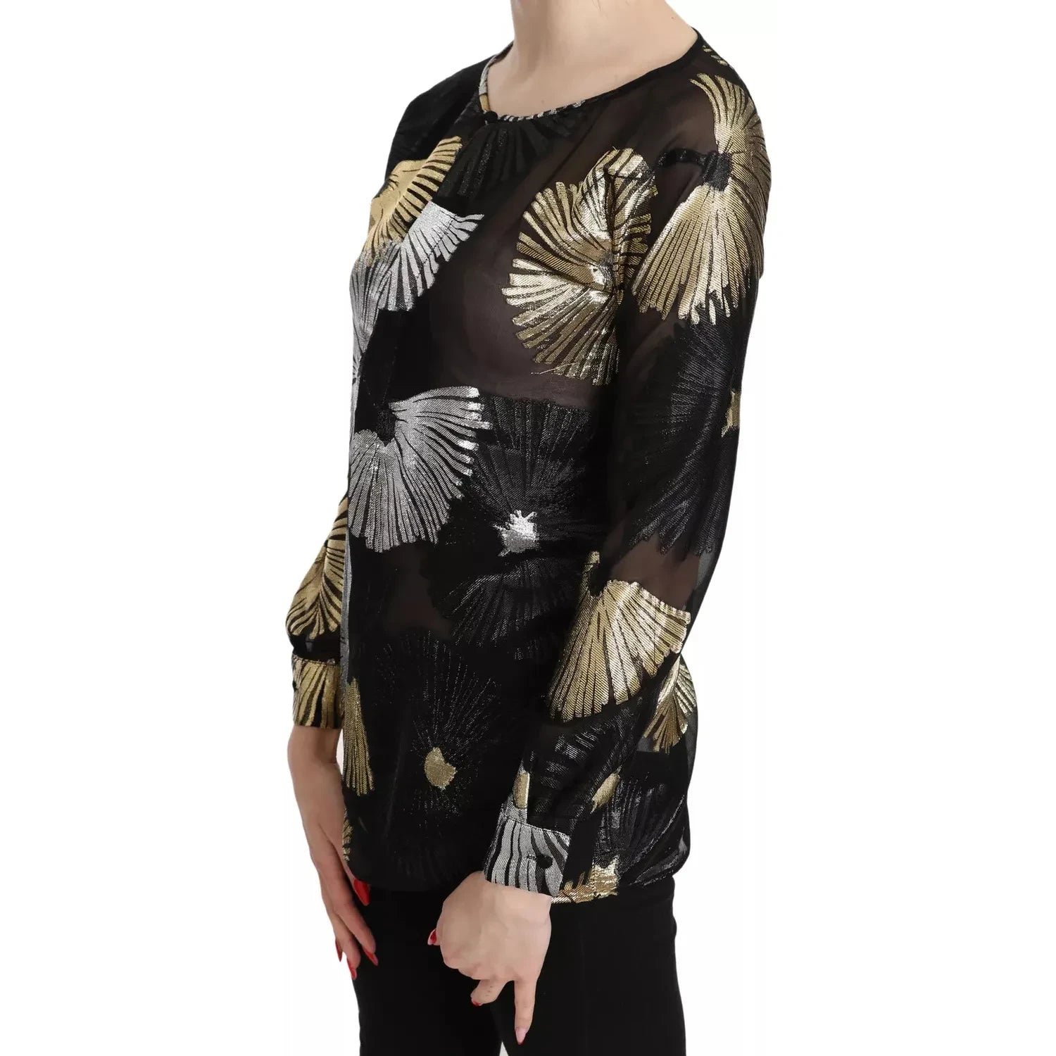 金银丝提花透视上衣