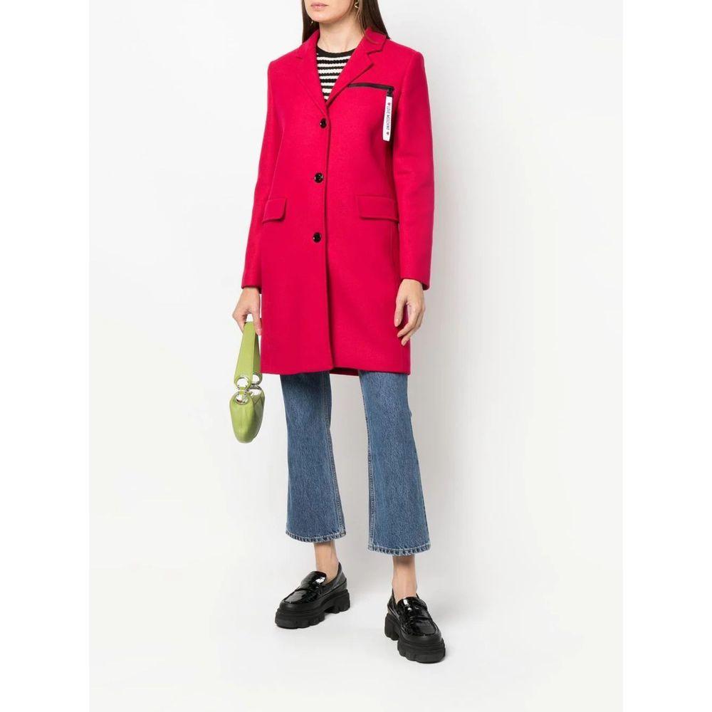 Love Moschino Chic Pink Woolen Coat with Logo Details Love Moschino