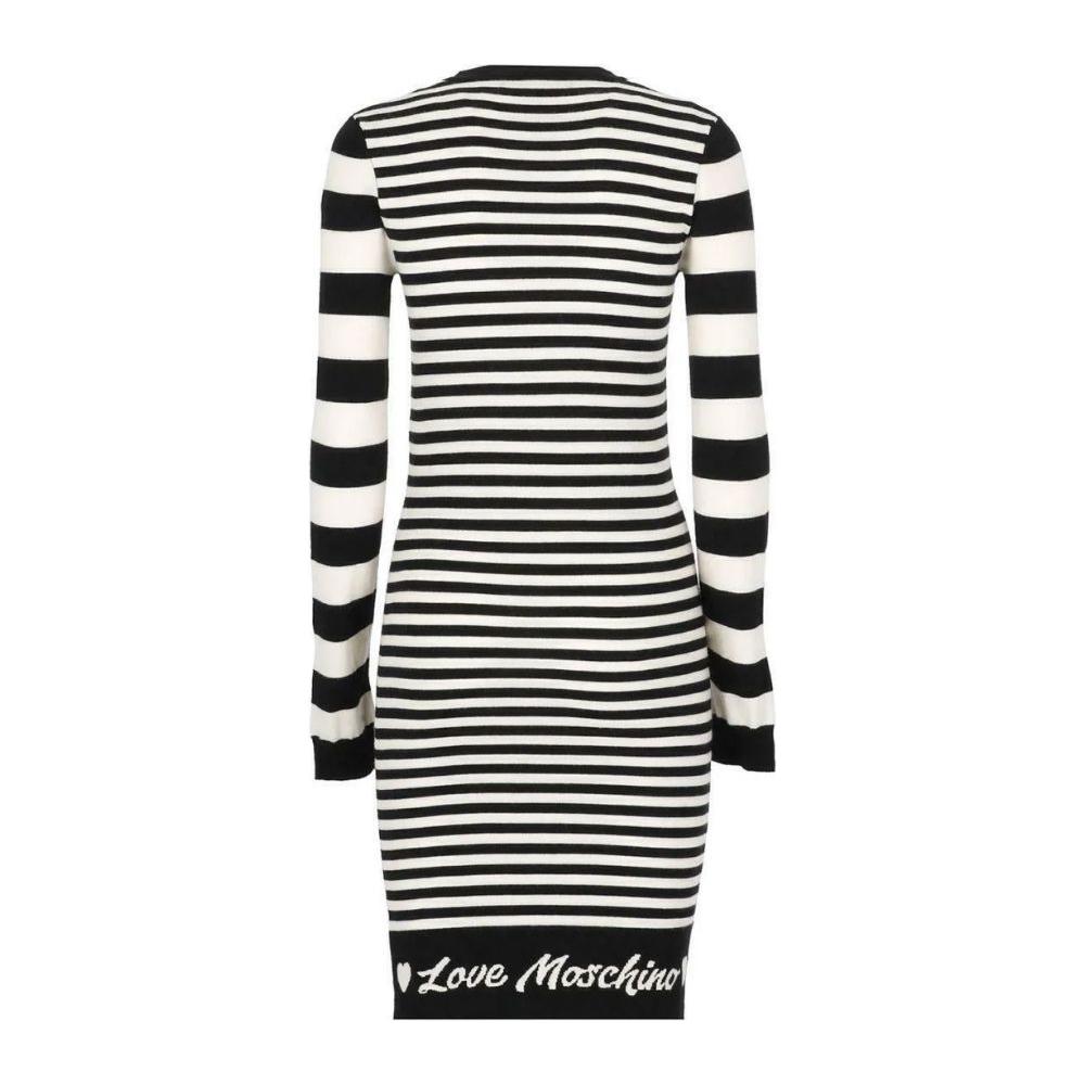 Love Moschino Elegant Striped Knit Dress with Long Sleeves Love Moschino