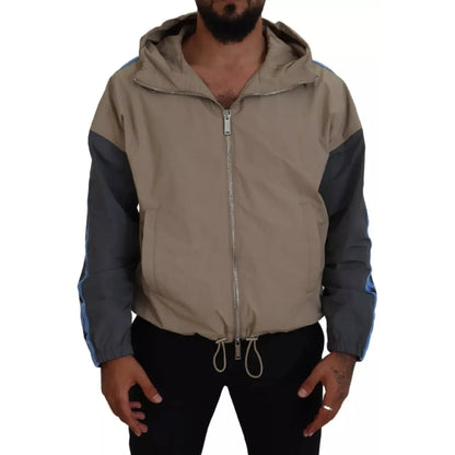 Dsquared² Brown Gray Sleeves Hooded Full Zip Jacket Dsquared²