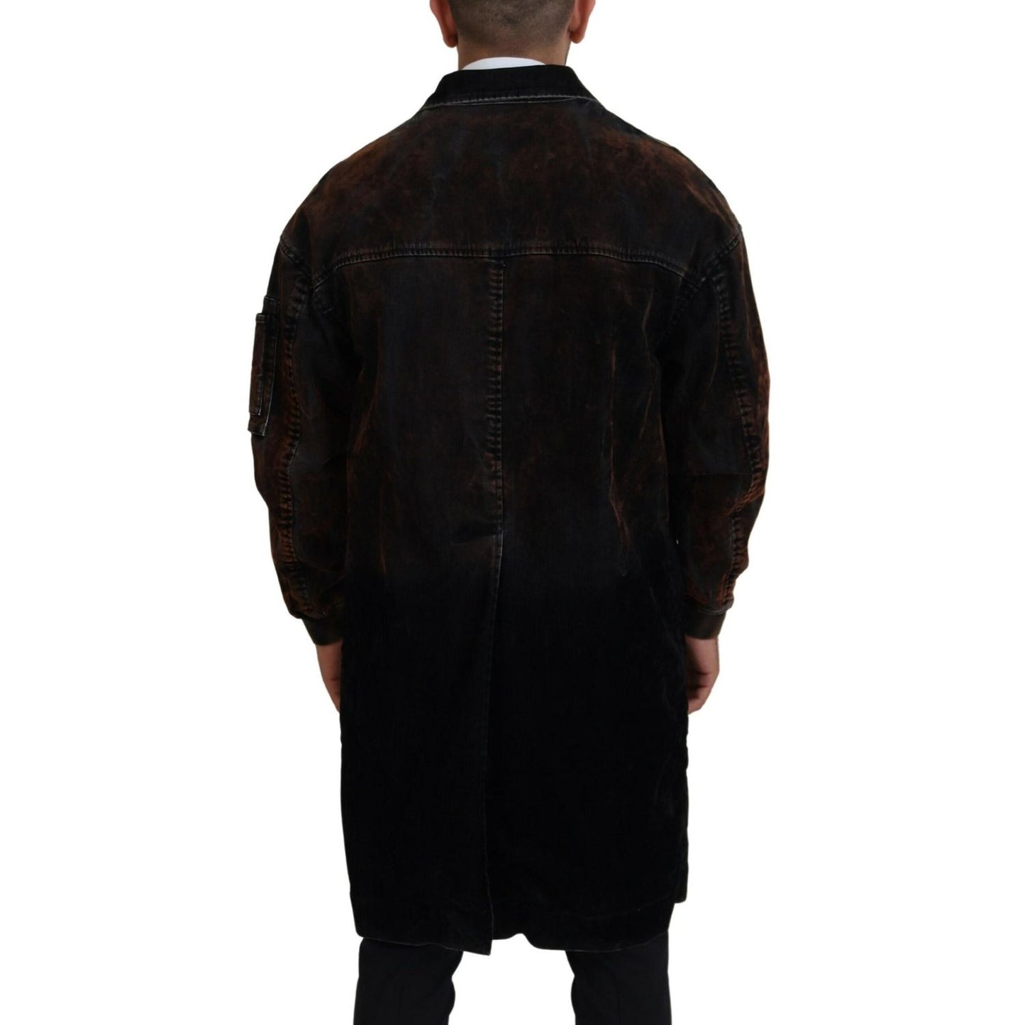 Dsquared² Brown Full Button Men Long Coat Cotton Jacket Dsquared²