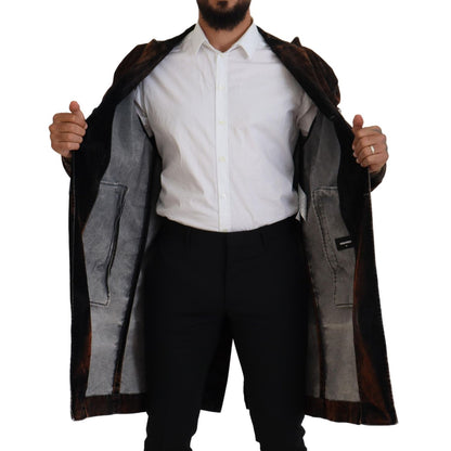Dsquared² Brown Full Button Men Long Coat Cotton Jacket Dsquared²