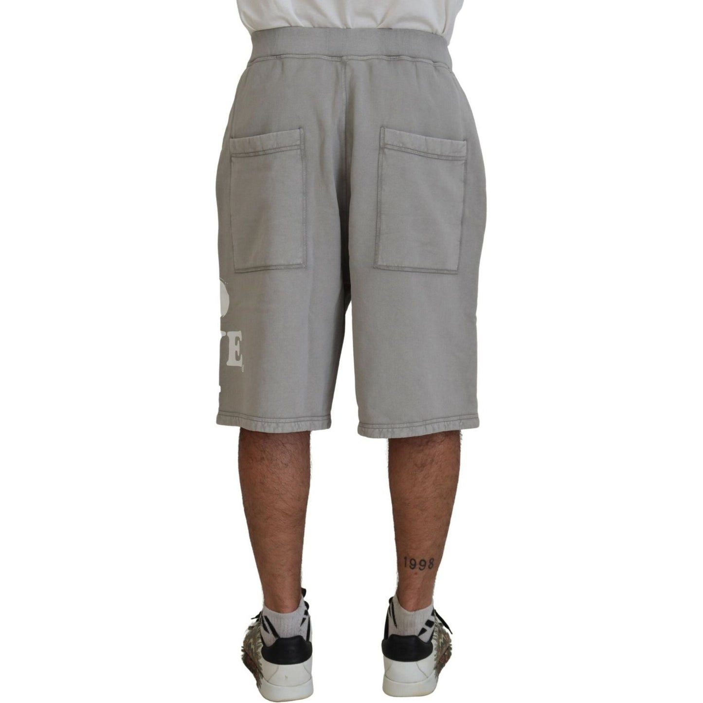 Dsquared² Gray Printed Pull On Men Casual Bermuda Shorts Dsquared²