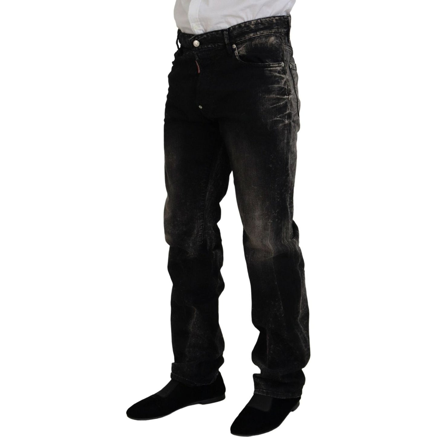 Dsquared² Black Washed Cotton Straight Fit Casual Denim Jeans Dsquared²