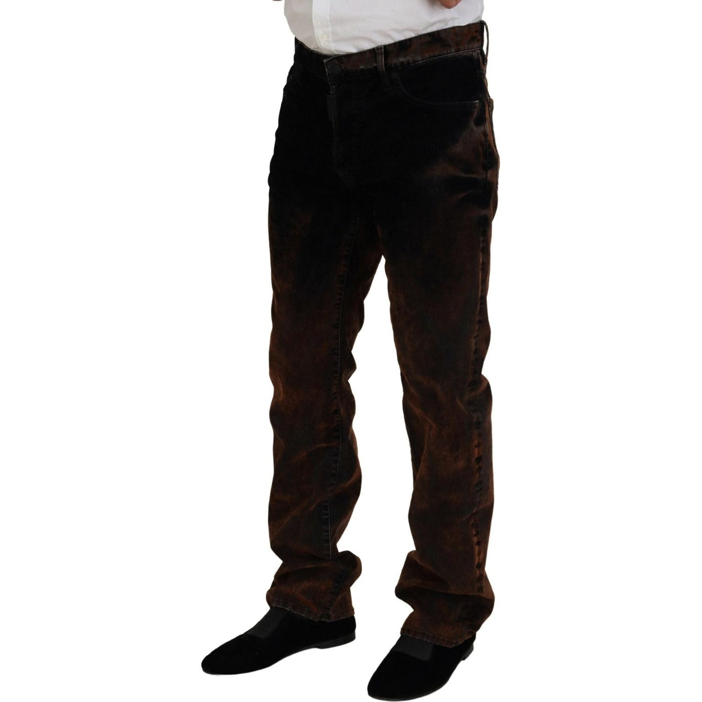 Dsquared² Brown Washed Cotton Straight Fit Casual Denim Jeans Dsquared²