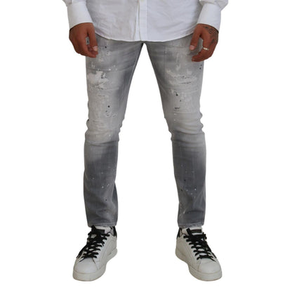 Dsquared² Gray Washed Cotton Slim Fit Casual Men Denim Jeans