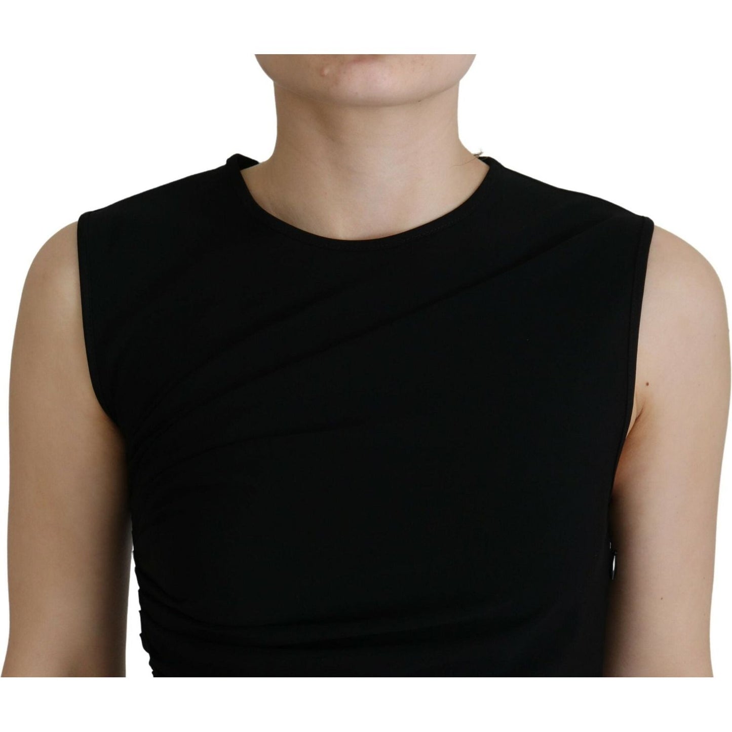 Dsquared² Black Viscose Sleeveless Ruched Maxi Dress Dsquared²