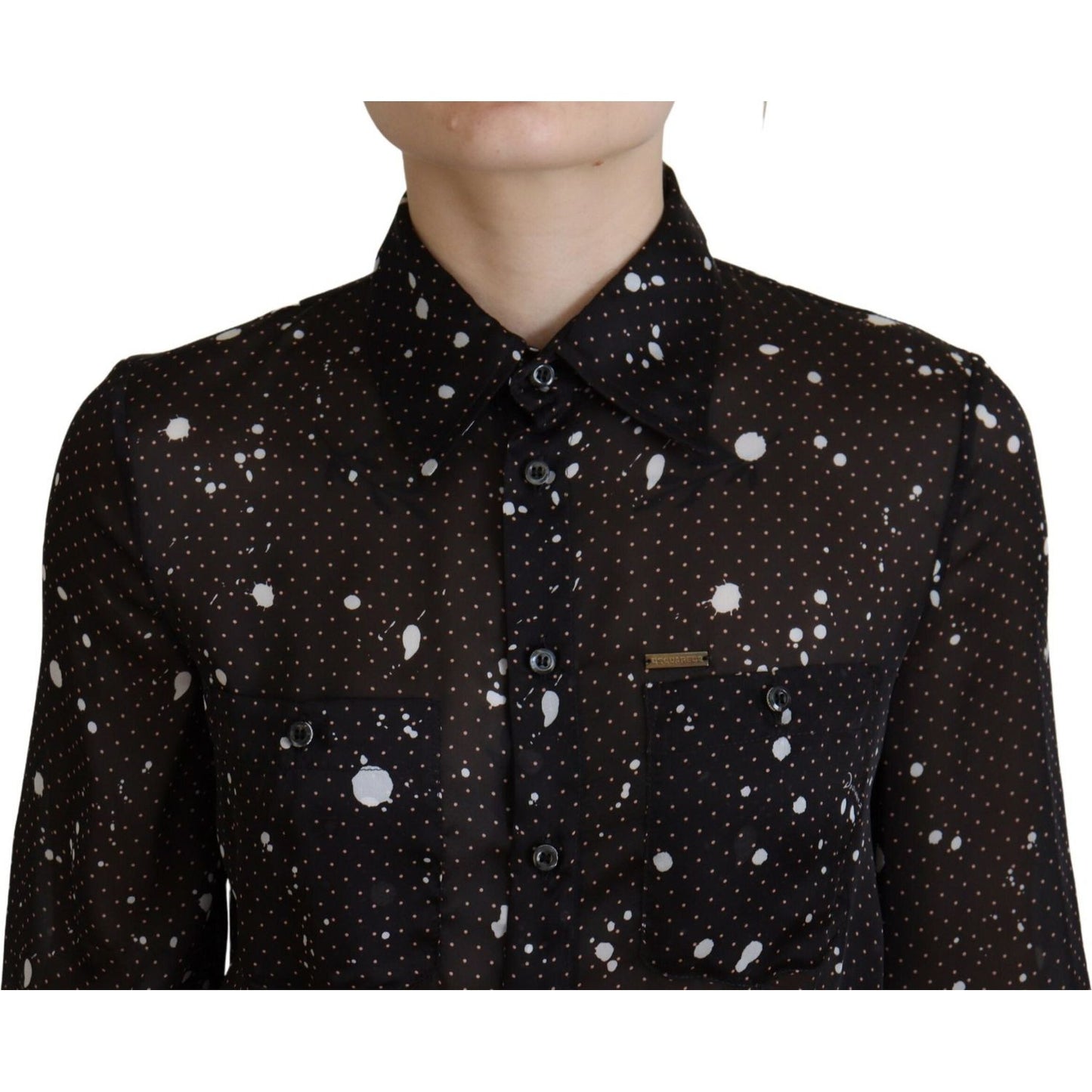 Dsquared² Black Polka Dot Long Sleeves Button Down Dress Dsquared²