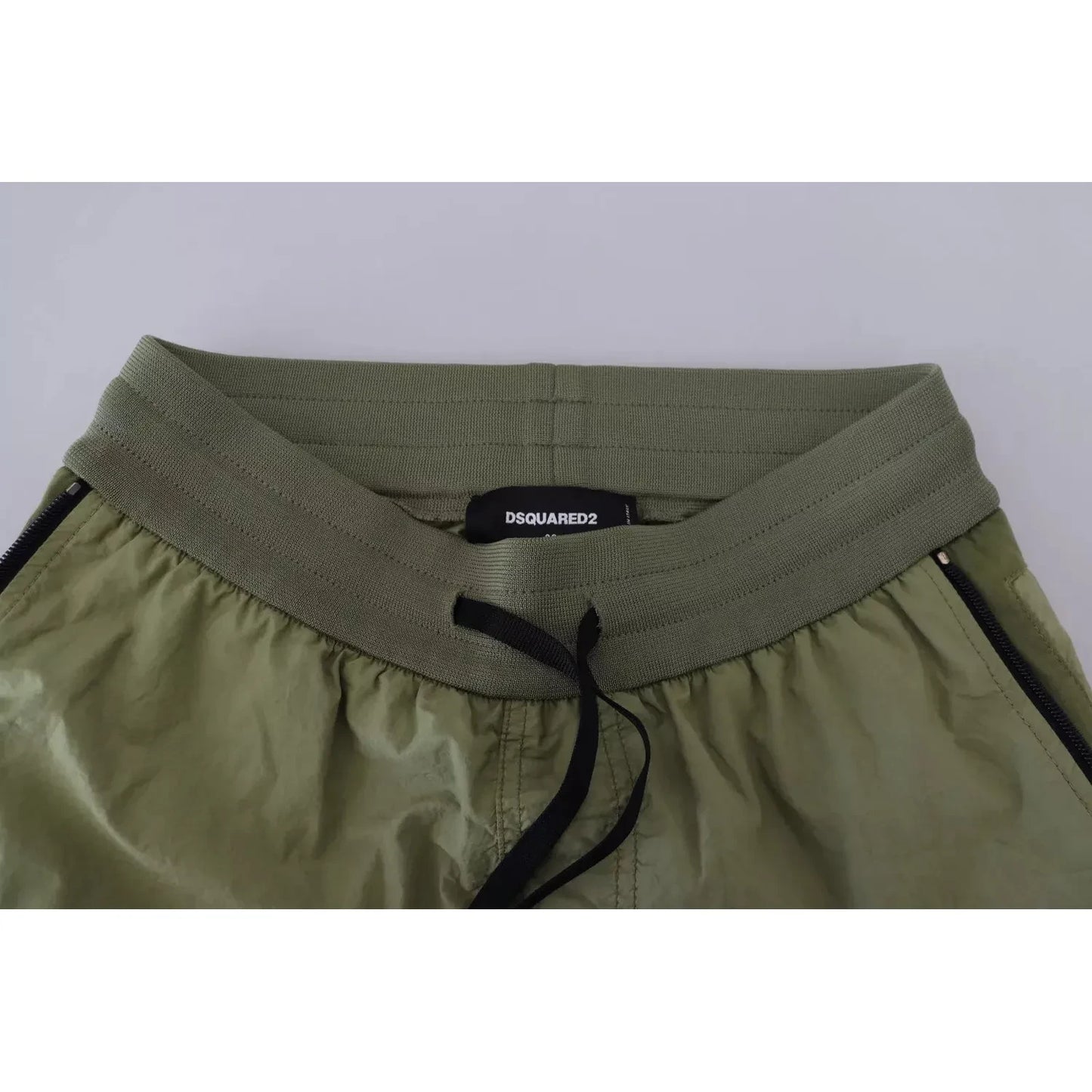 Dsquared² Green Cotton Mid Waist Drawstring Tapered Shorts Dsquared²