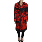 Dsquared² Red Printed Button Collared Desigual Coat Jacket Dsquared² Sienna