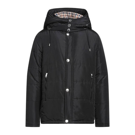 Aquascutum Elegant Black Jacket with Removable Hood MAN COATS & JACKETS Aquascutum