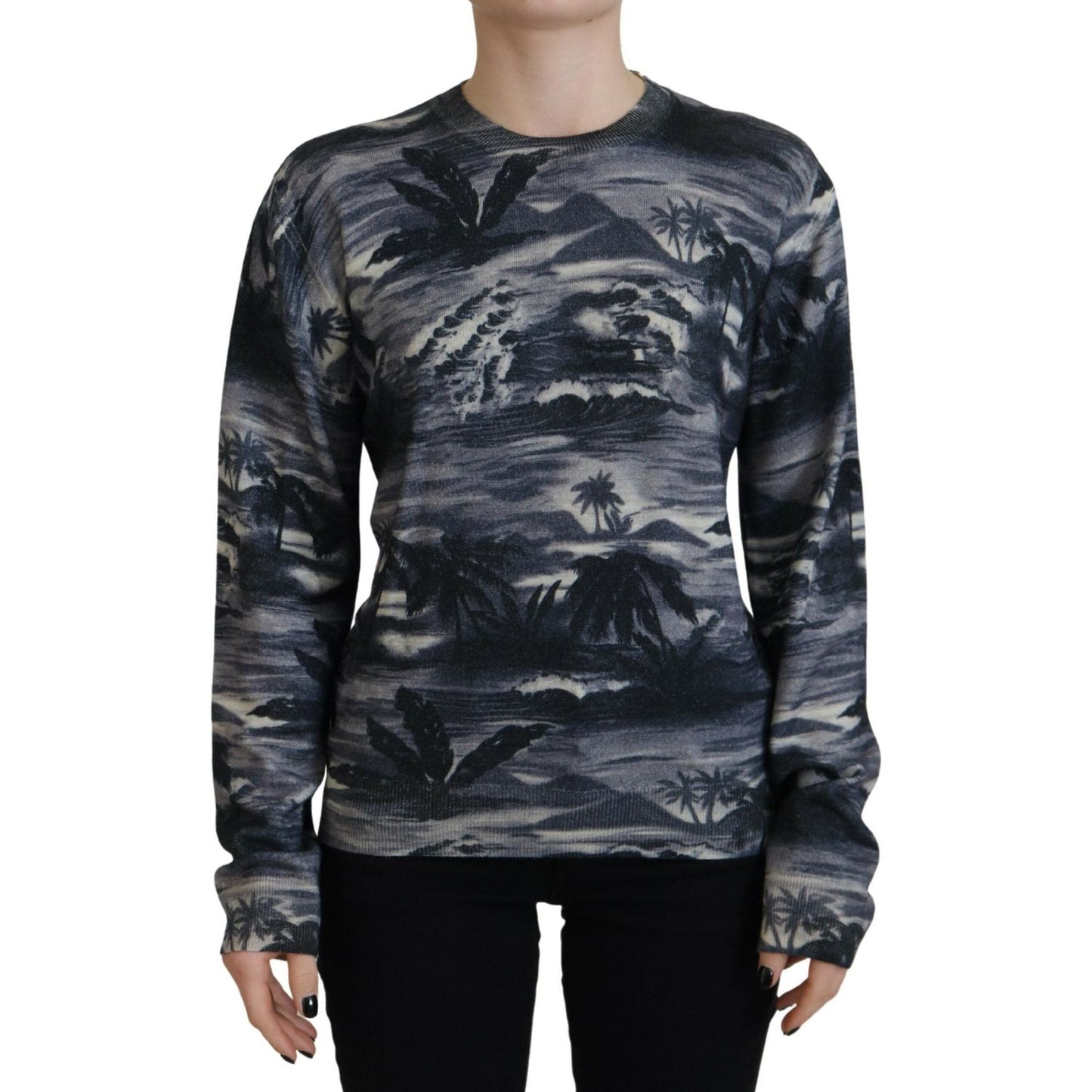 Dsquared² Black Long Sleeve Thunder Sky Print Casual Sweater Dsquared²