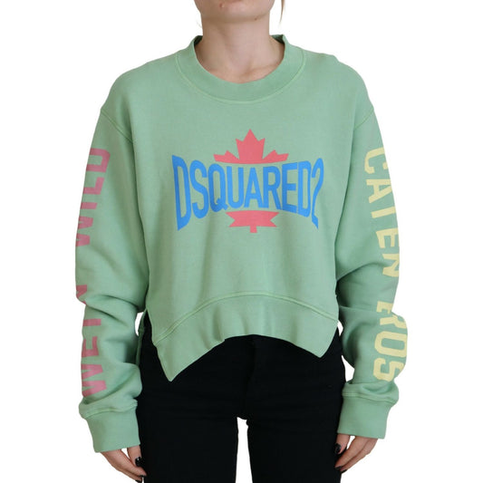 Dsquared² Green Logo Printed Crew Neck Long Sleeve Sweater Dsquared² Dark Sea Green