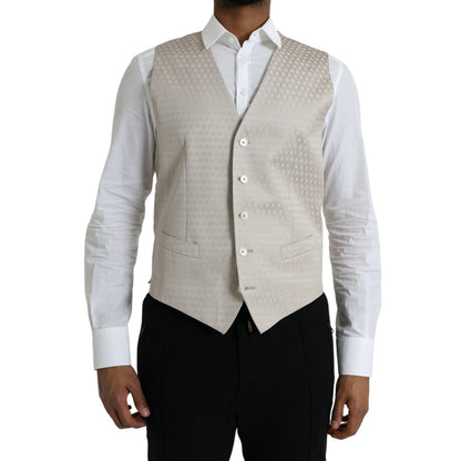 Dolce & Gabbana Off White Cotton Waistcoat Dress Formal Vest