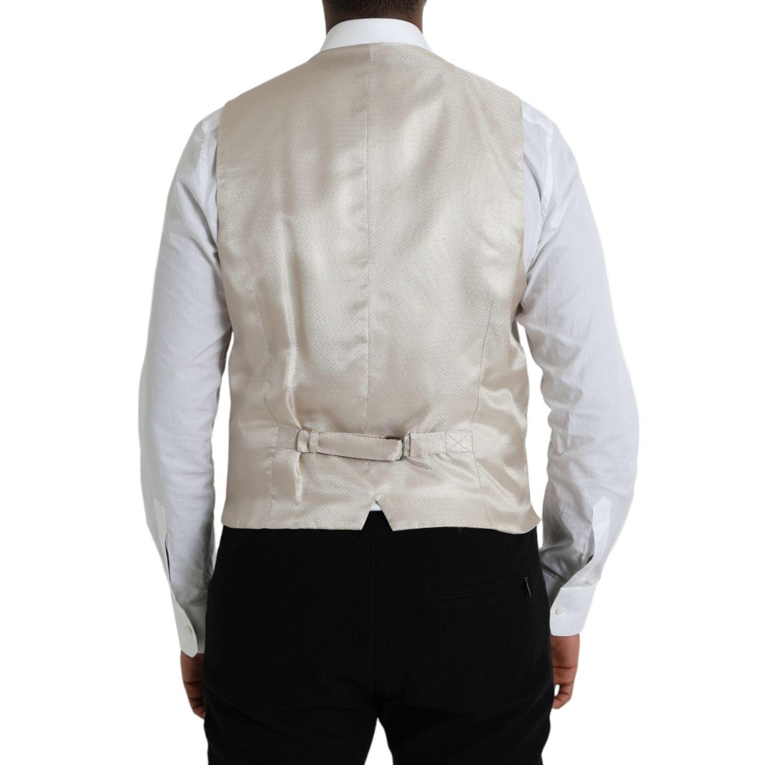 Dolce & Gabbana Off White Cotton Waistcoat Dress Formal Vest