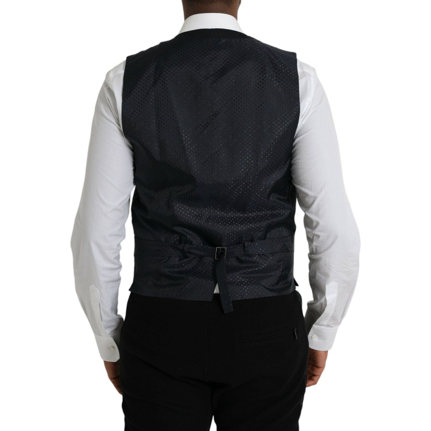 Dolce & Gabbana Black Wool Waistcoat Dress Formal Vest Dolce & Gabbana