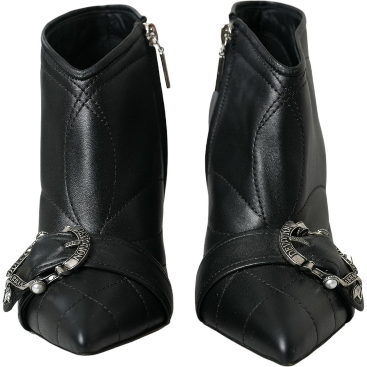 Dolce & Gabbana Black Devotion Quilted Buckled Boots Shoes Dolce & Gabbana