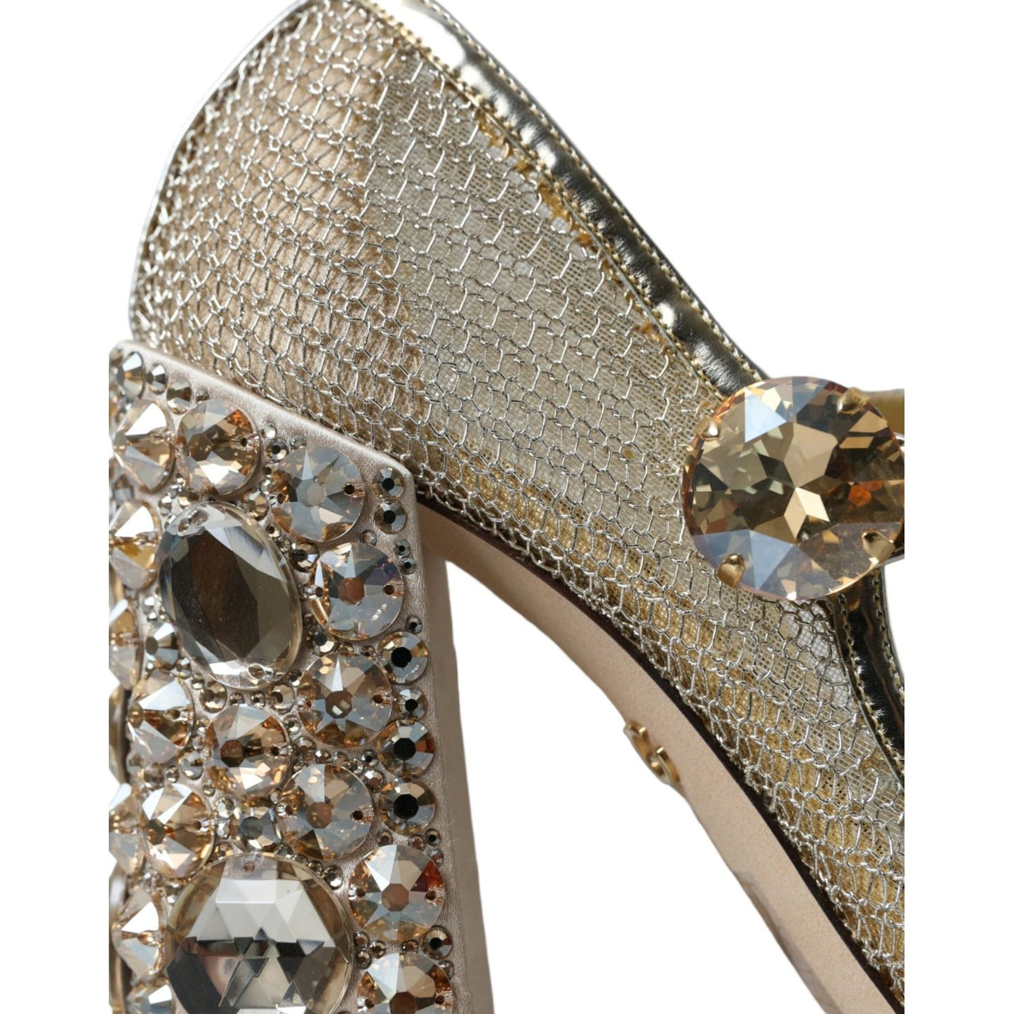 Dolce & Gabbana Gold Mesh Crystal Mary Jane Pumps Heels Shoes Dolce & Gabbana