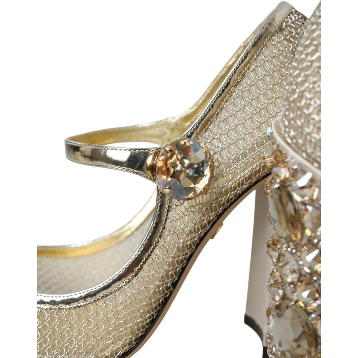 Dolce & Gabbana Gold Mesh Crystal Mary Jane Pumps Heels Shoes Dolce & Gabbana