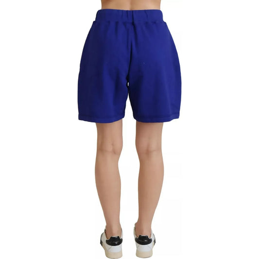 Dsquared² Blue Logo Cotton High Waist Sweatshorts Shorts Dsquared² Midnight Blue