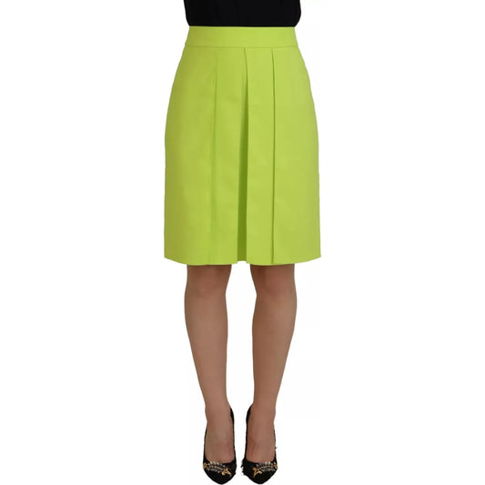 Dsquared² Green High Waist Pleated A-line Knee Length Skirt Dsquared² Dark Khaki