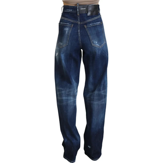 Dsquared² Blue High Waist Straight Denim Jeans San Diego Dsquared² Dark Slate Gray