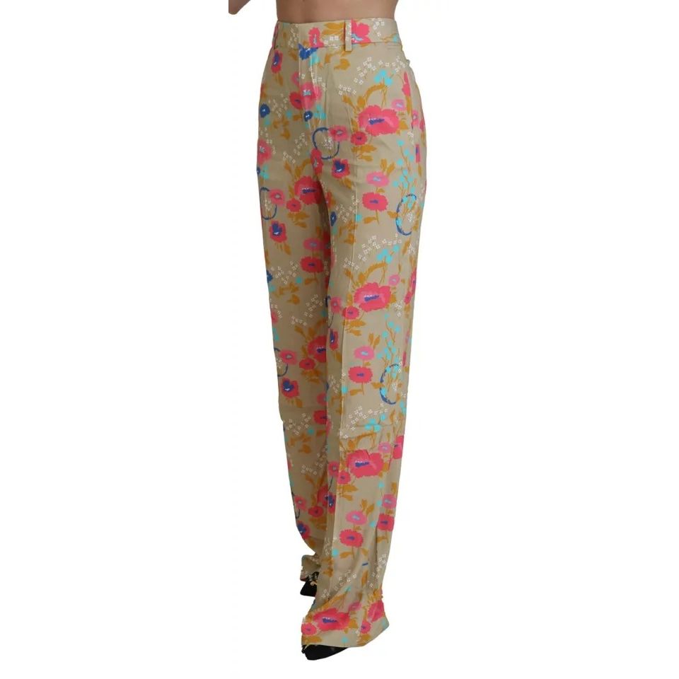Dsquared² Beige Floral High Waist Straight Pants