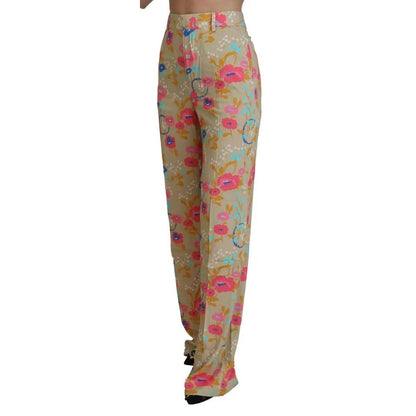Dsquared² Beige Floral High Waist Straight Pants
