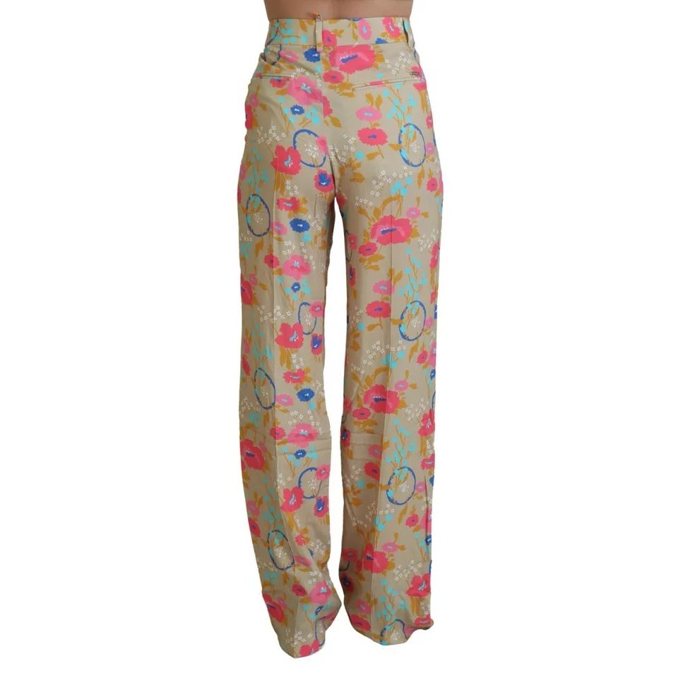 Dsquared² Beige Floral High Waist Straight Pants