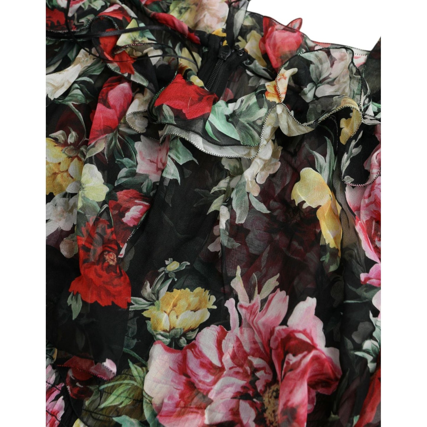 Dolce & Gabbana Black Floral Silk A-line Sleeveless Dress Dolce & Gabbana