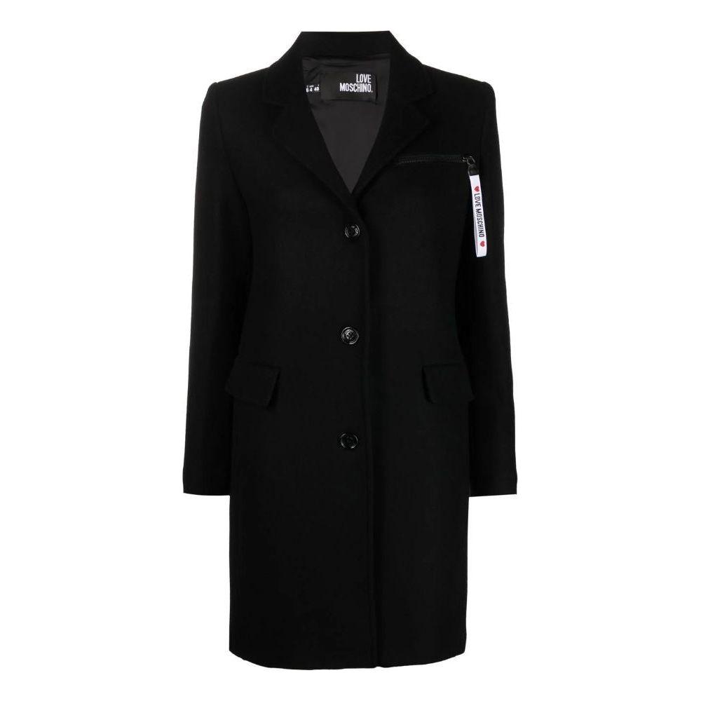 Love Moschino Black Wool Jackets & Coat Love Moschino