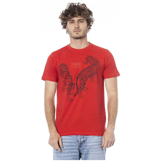 Cavalli Class Red Cotton Men T-Shirt Cavalli Class Maroon
