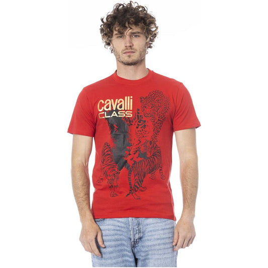 Cavalli Class Red Cotton Men T-Shirt Cavalli Class Brown