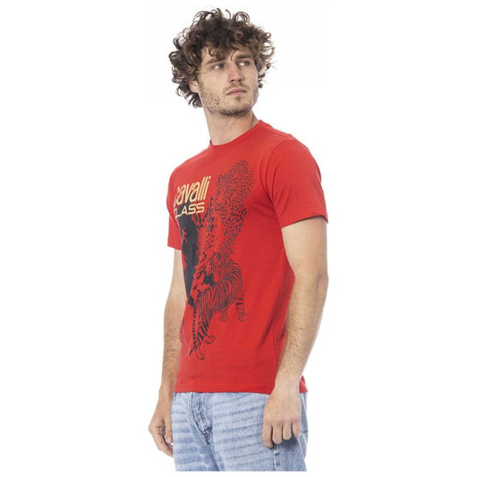 Cavalli Class Red Cotton Men T-Shirt Cavalli Class Brown