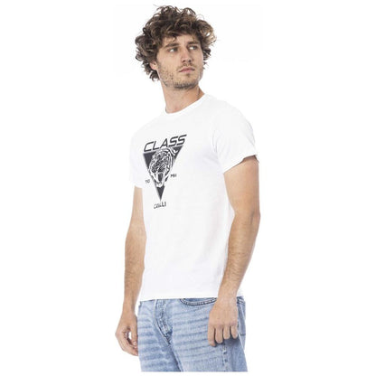 Cavalli Class White Cotton Men T-Shirt