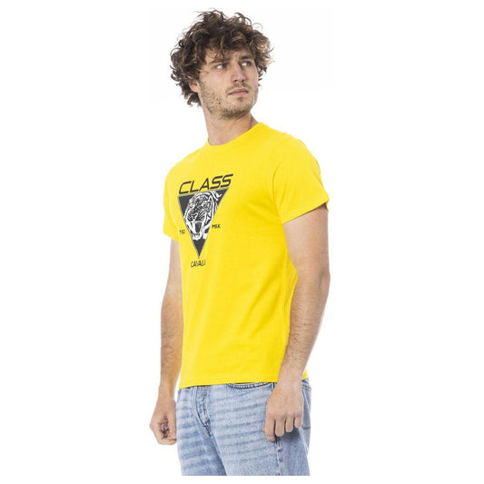 Cavalli Class Yellow Cotton Men T-Shirt Cavalli Class