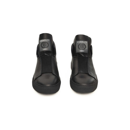 Cerruti 1881 Black Calfskin Men Sneaker