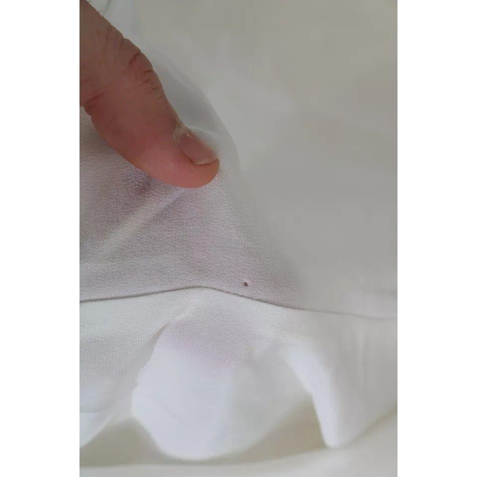 بلوزة دولتشي آند غابانا أوف وايت بأكمام طويلة ورقبة دائرية من الحرير