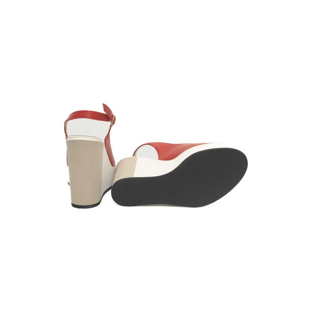 صندل شيروتي 1881 من جلد العجل باللون الأحمر للنساء